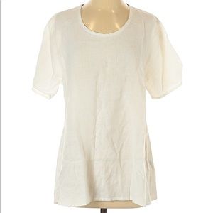 {Flax} 100% Linen Crew Neck Short Sleeve Top